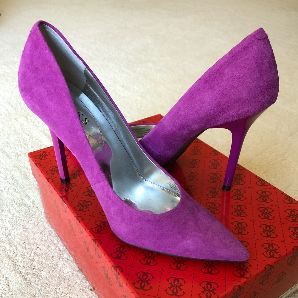 SOLD Guess Merilyn Purple Suede Heels Pumps 7